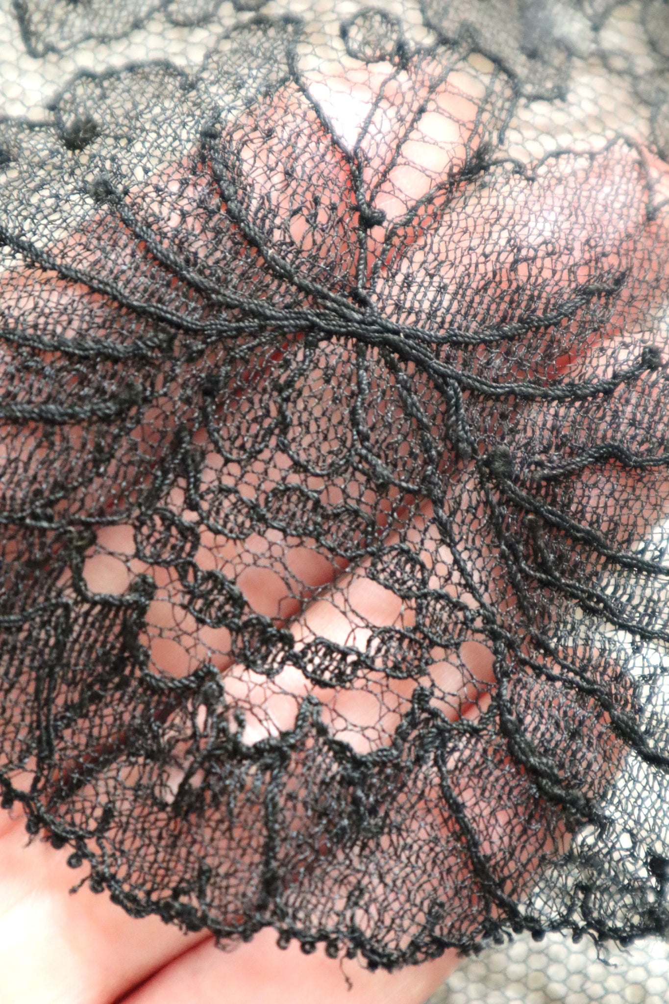 1920s Chantilly Style Lace Trim with Picot Edge, 690×18cm