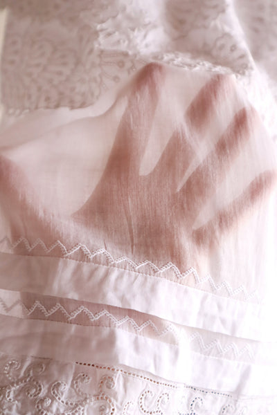 1900s French Edwardian Handworked Cotton Lawn Skirt