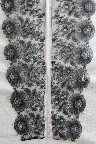1920s Chantilly Style Lace Trim with Picot Edge, 690×18cm