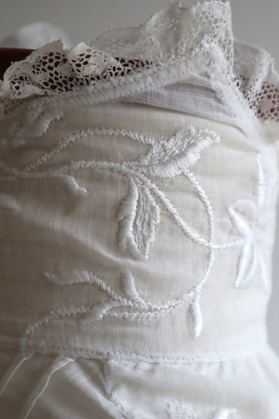 1900s Edwardian Muslin Cotton Embroidered Blouse