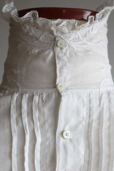1900s Edwardian Muslin Cotton Embroidered Blouse