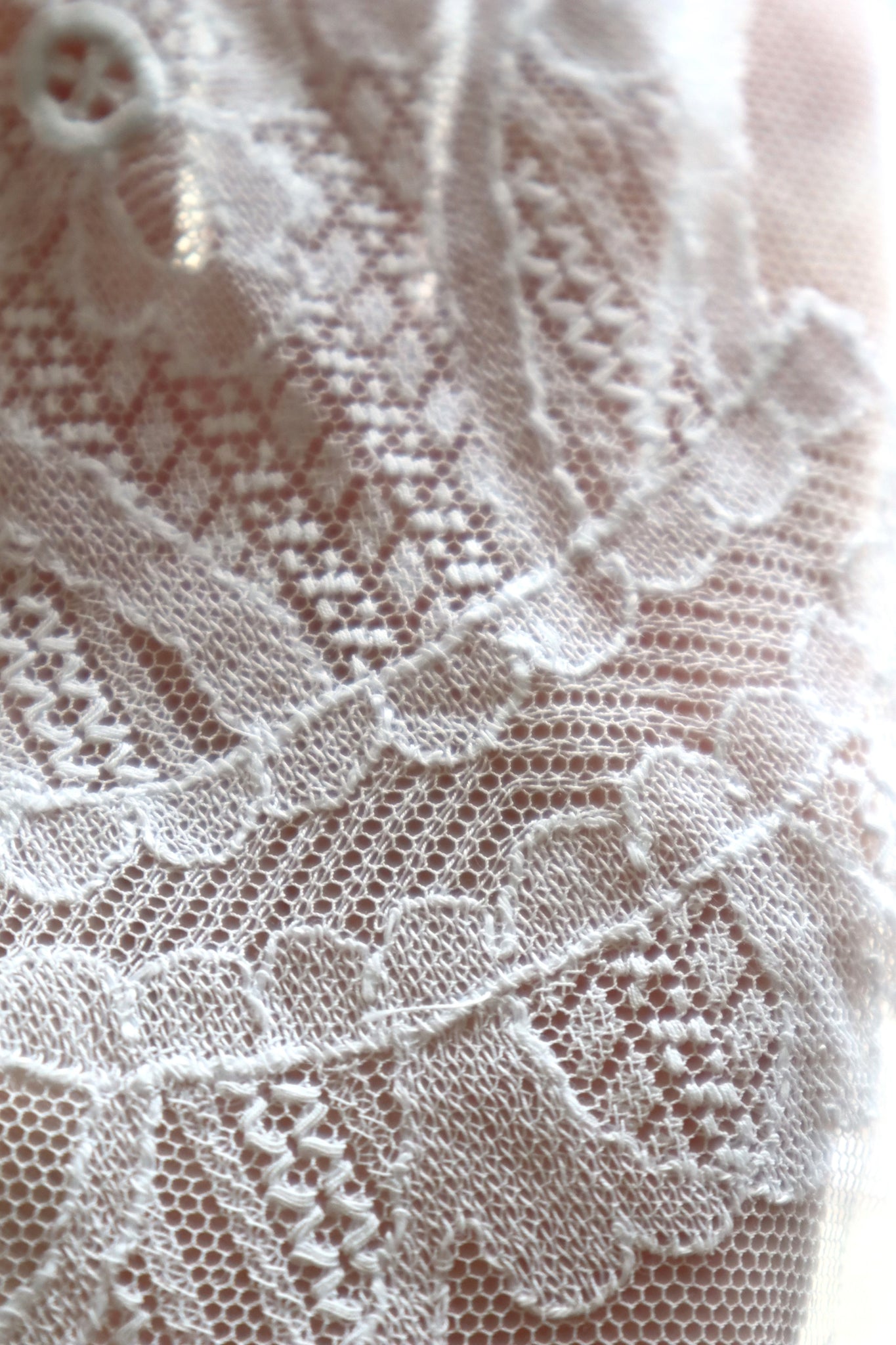 1900s Floral Lace Linen Church Smock