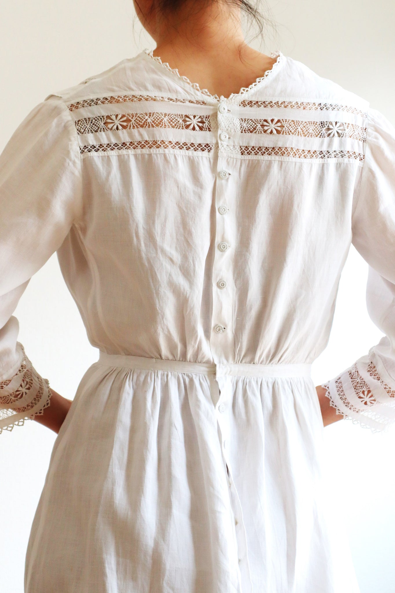 1900s Edwardian Linen Dress