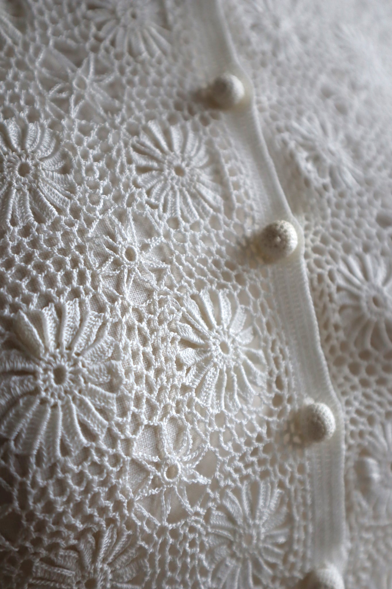 1930s Off White Crochet Blouse Size S