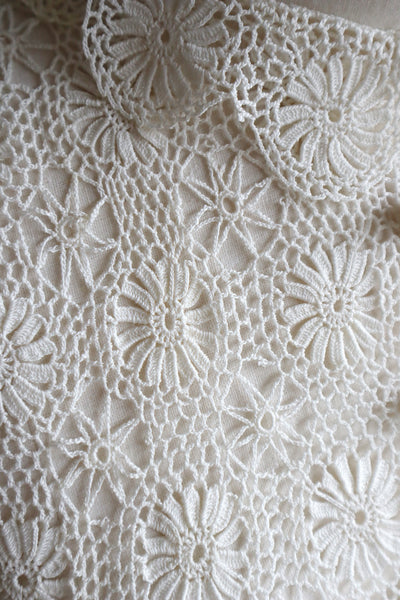 1930s Off White Crochet Blouse Size S