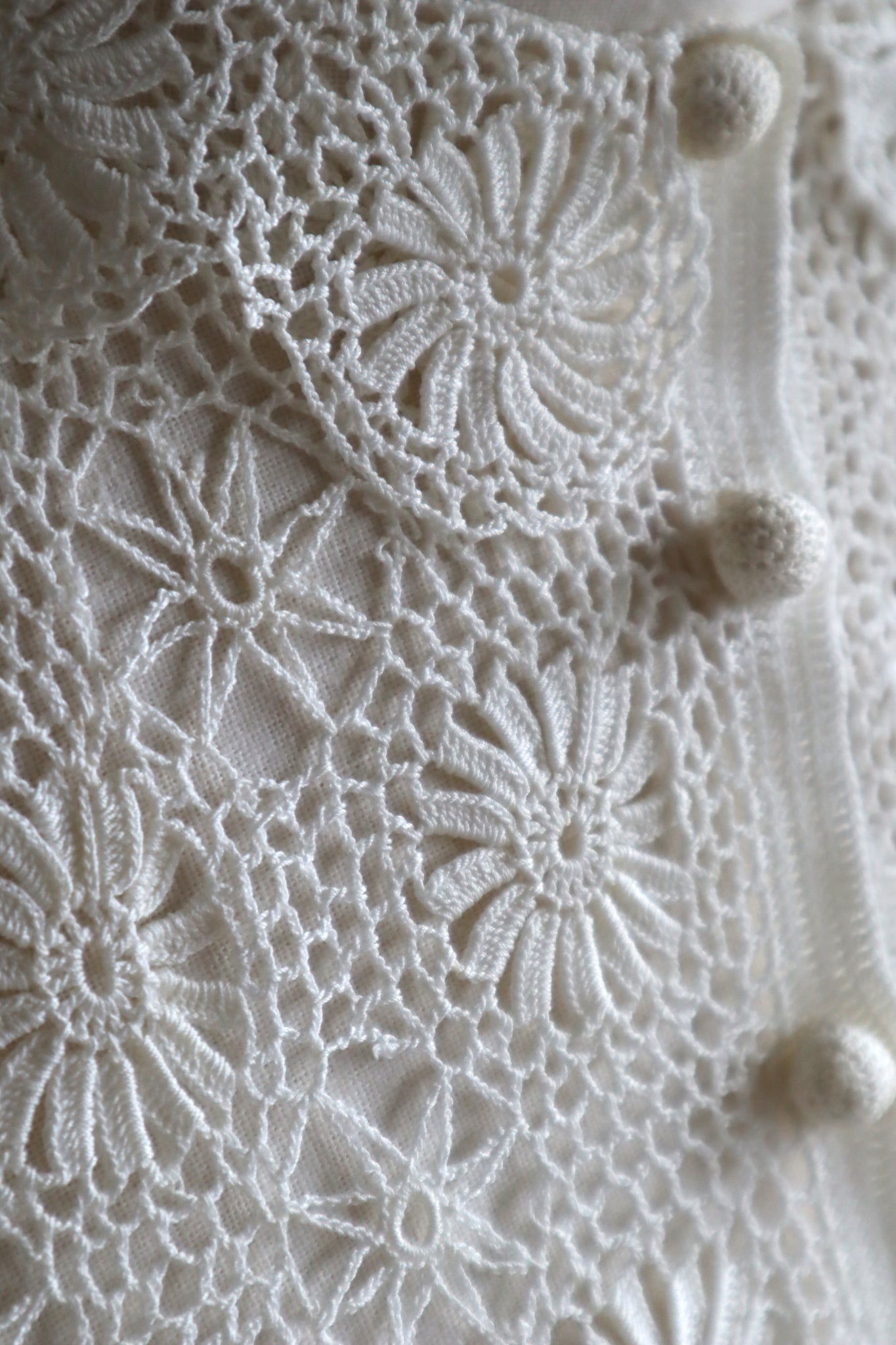 1930s Off White Crochet Blouse Size S