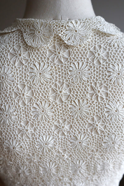 1930s Off White Crochet Blouse Size S