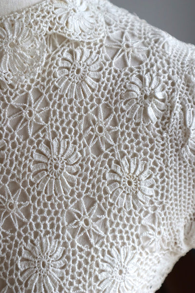 1930s Off White Crochet Blouse Size S