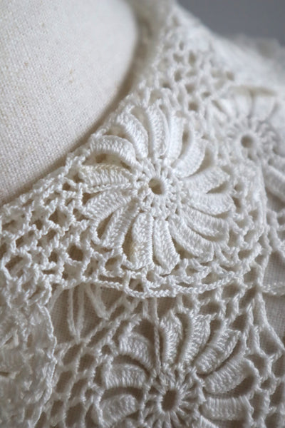 1930s Off White Crochet Blouse Size S