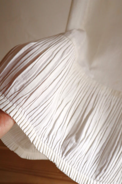 1900s French Cotton Train Skirt with Fine Pleated Hem
