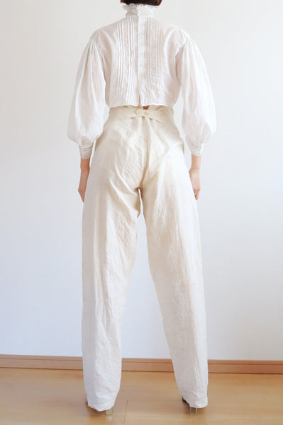 1900s Edwardian Muslin Cotton Embroidered Blouse