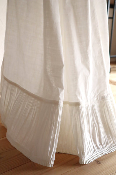 1900s French Cotton Train Skirt with Fine Pleated Hem