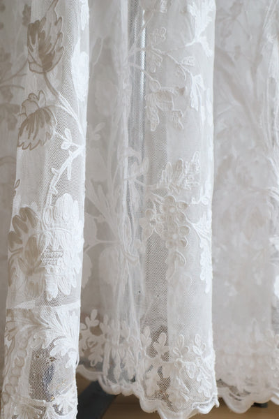 1900s Floral Appliqué Lace Cotton Church Dress
