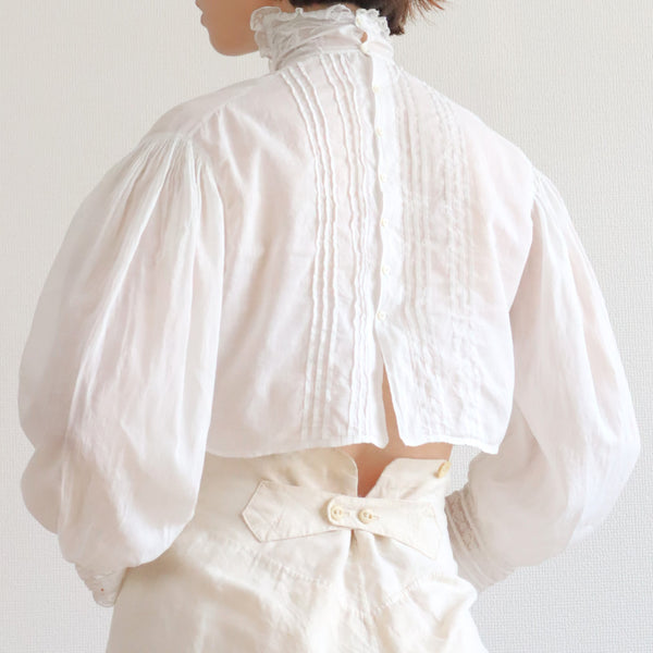 1900s Edwardian Muslin Cotton Embroidered Blouse