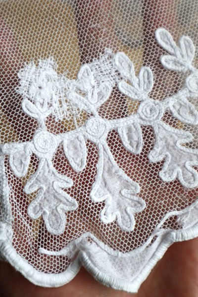 1900s Floral Appliqué Lace Cotton Church Dress