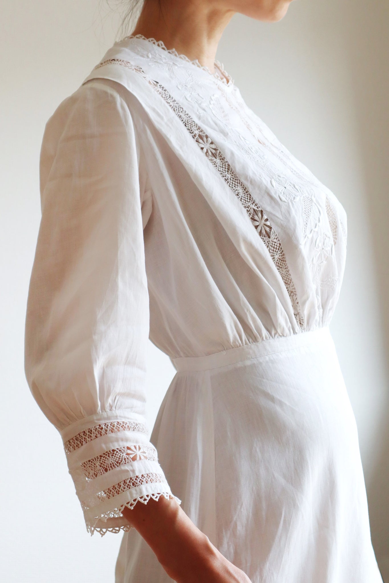 1900s Edwardian Linen Dress