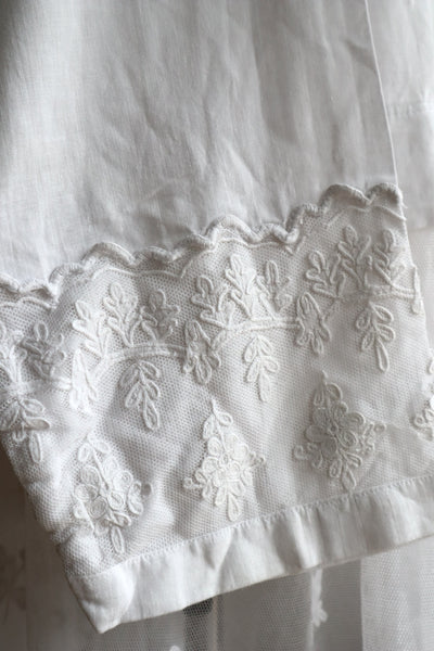 1900s Floral Appliqué Lace Cotton Church Dress
