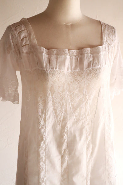 1900s French Valenciennes Lace Cotton Dress