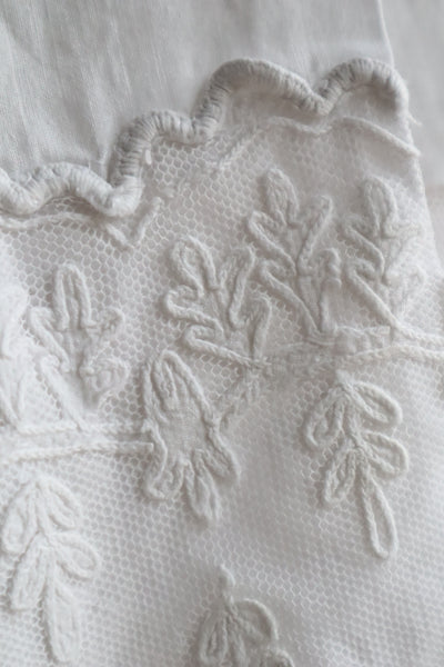 1900s Floral Appliqué Lace Cotton Church Dress