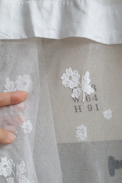 1900s Floral Appliqué Lace Cotton Church Dress