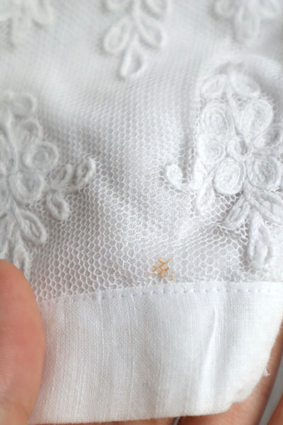 1900s Floral Appliqué Lace Cotton Church Dress