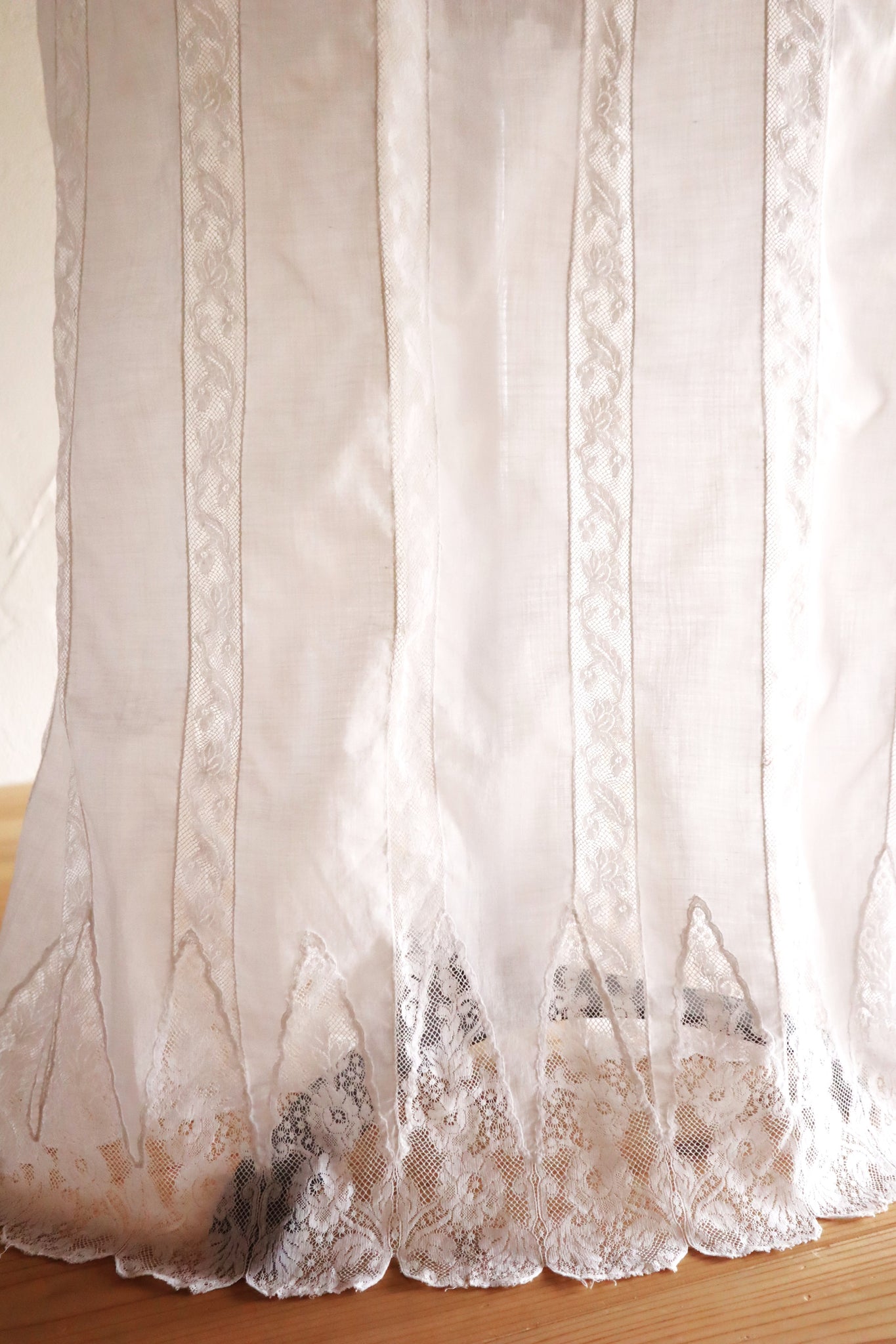 1900s French Valenciennes Lace Cotton Dress