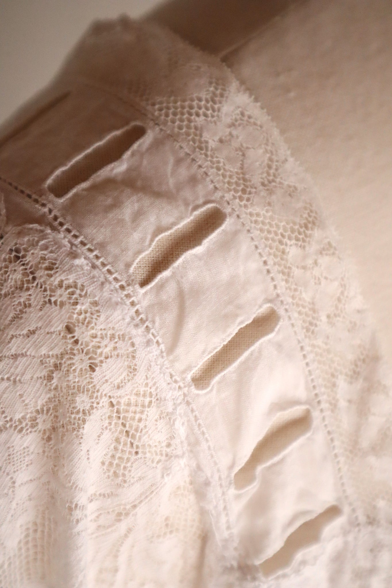 1900s French Valenciennes Lace Cotton Dress