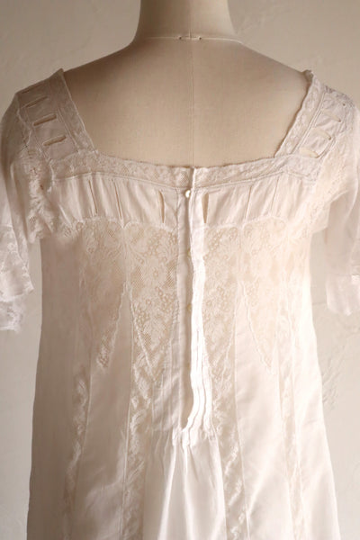 1900s French Valenciennes Lace Cotton Dress