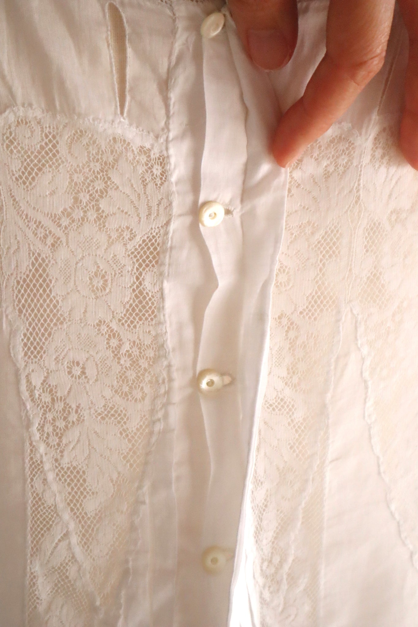 1900s French Valenciennes Lace Cotton Dress