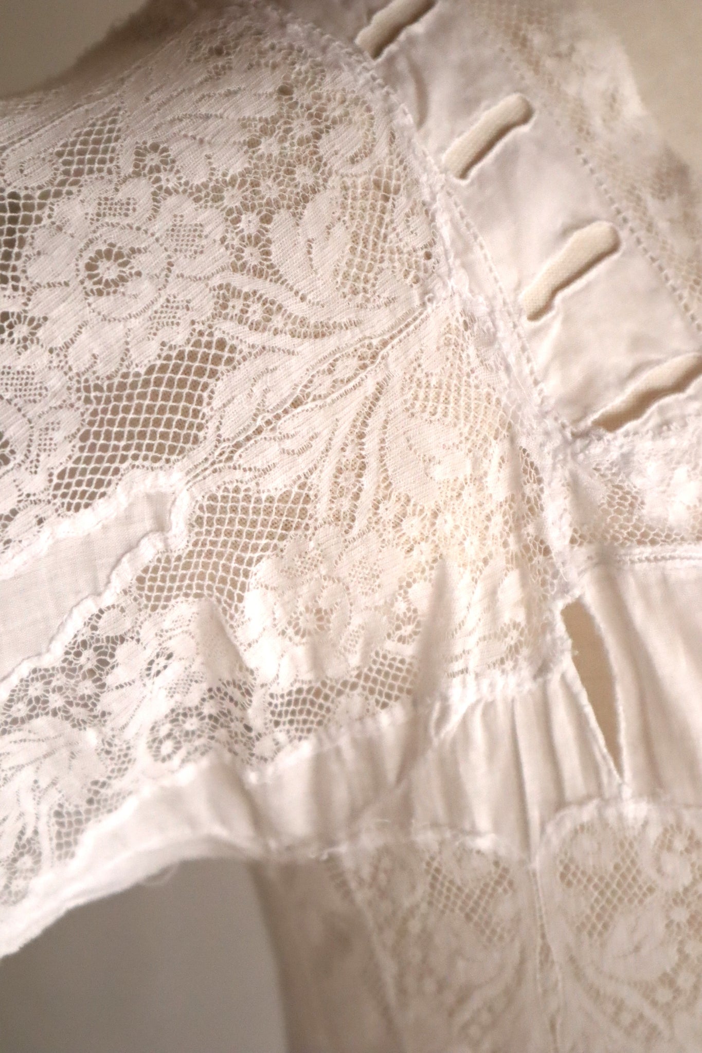 1900s French Valenciennes Lace Cotton Dress