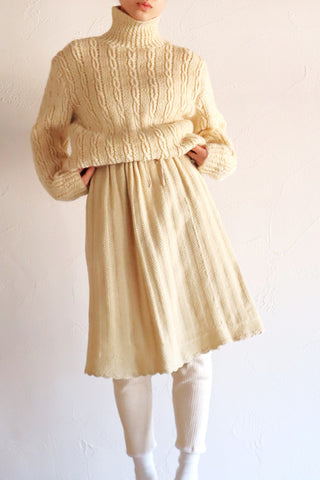 70s Hand Knit Aran Wool Sweater
