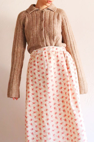 80s French Hand Knit Peasant Wool Cardigan