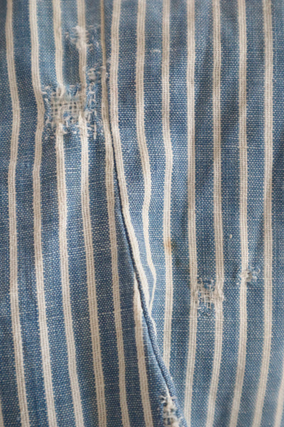 1890s Blue Striped Calico Dress