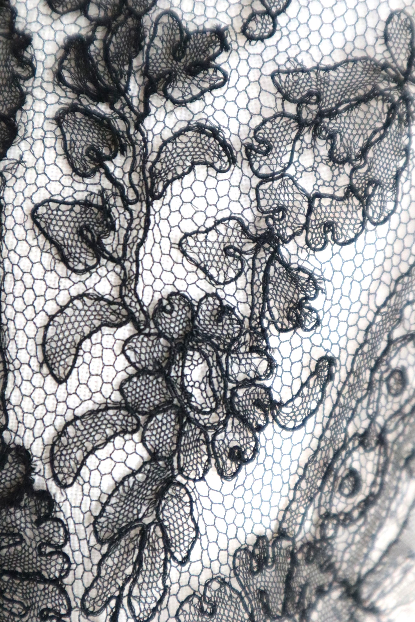 1900s French Black Chantilly Style Lace Collar