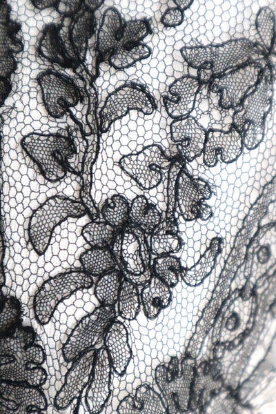 1900s French Black Chantilly Style Lace Collar