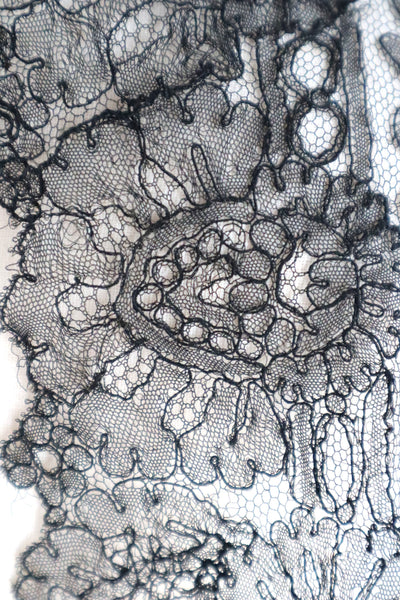 1900s French Black Chantilly Style Lace Collar