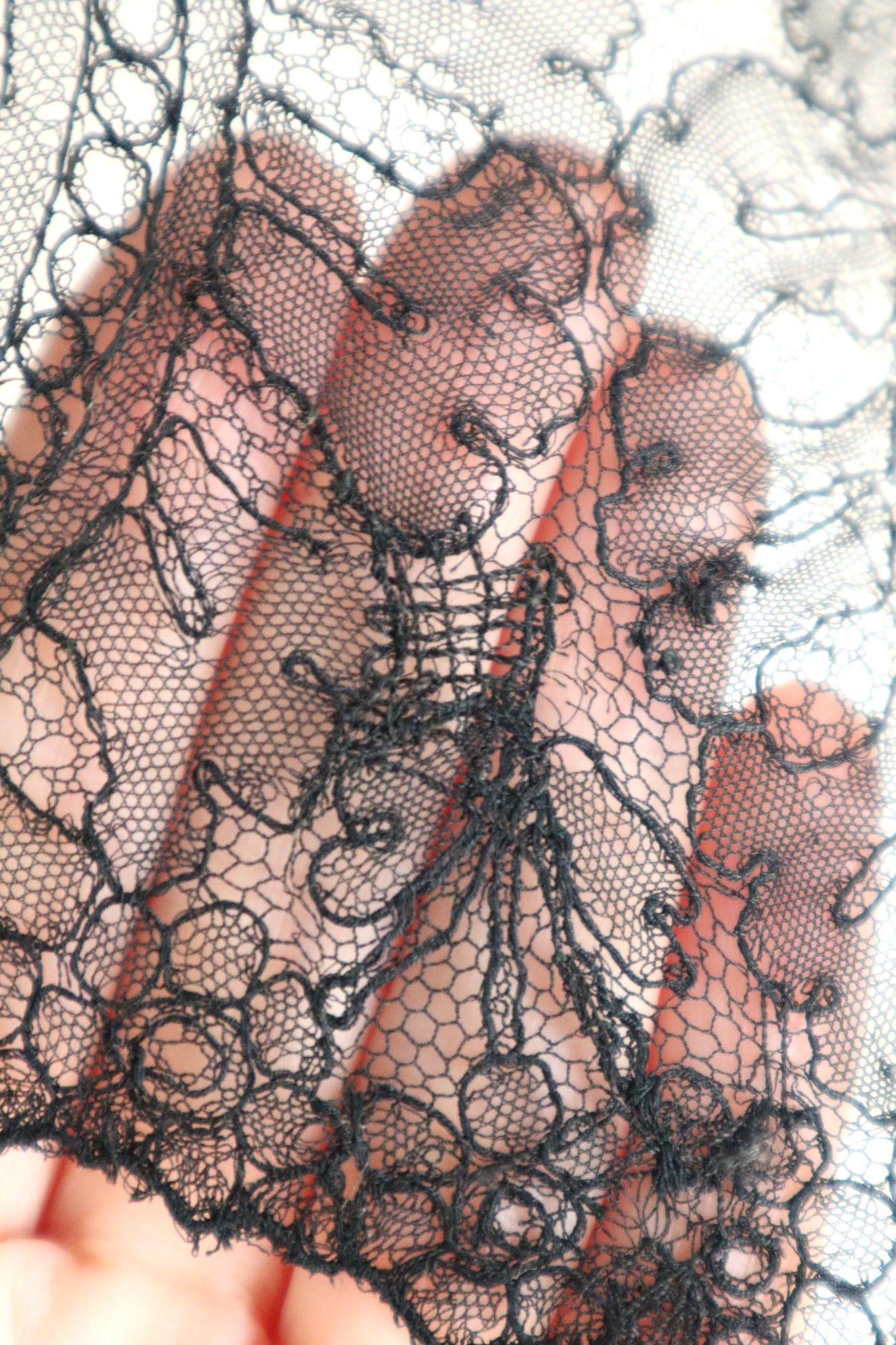 1900s French Black Chantilly Style Lace Collar