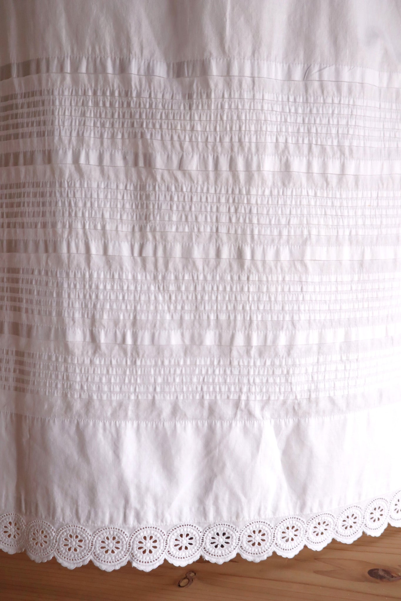 1880s French White Cotton Petticoat Skirt with Hand-Sewn Pintucks