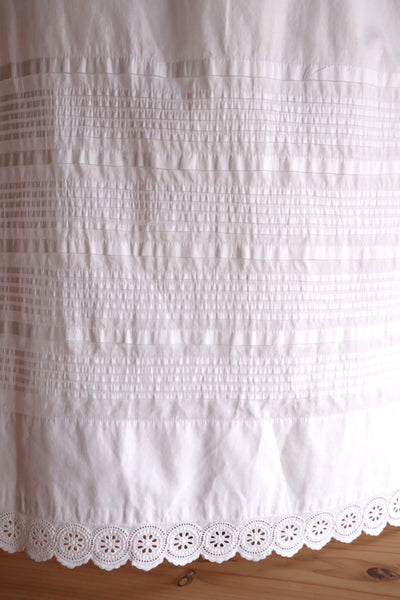 1880s French White Cotton Petticoat Skirt with Hand-Sewn Pintucks