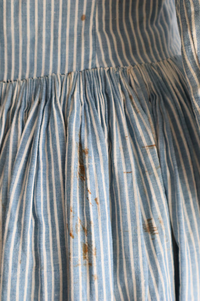 1890s Blue Striped Calico Dress