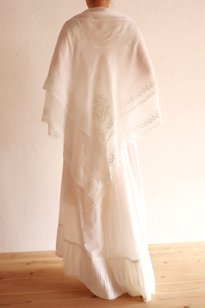 19th Century French Hand Embroidered Muslin Fichu