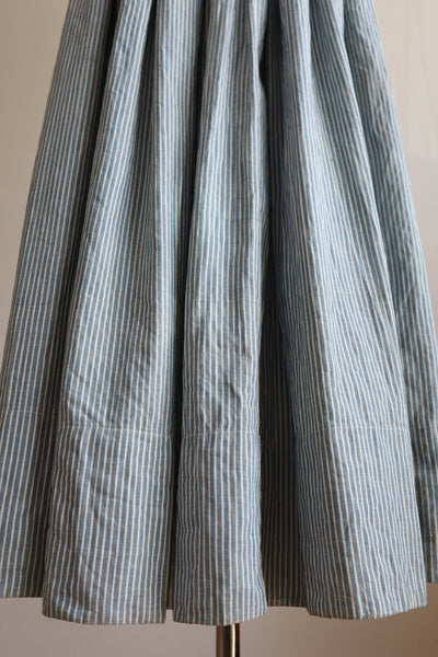 1890s Blue Striped Calico Dress