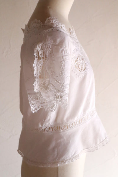 1900s Hand Embroidered Corset Cover with Velenciennes Lace