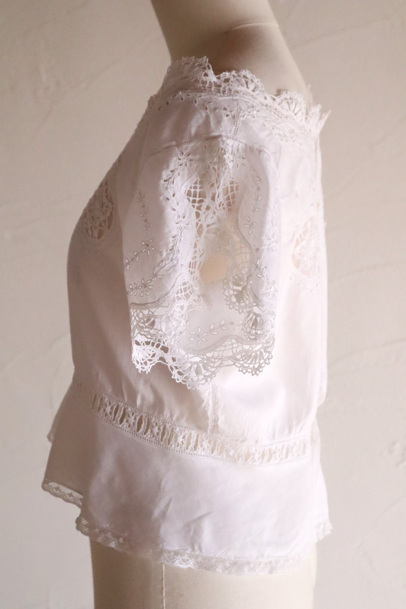1900s Hand Embroidered Corset Cover with Velenciennes Lace