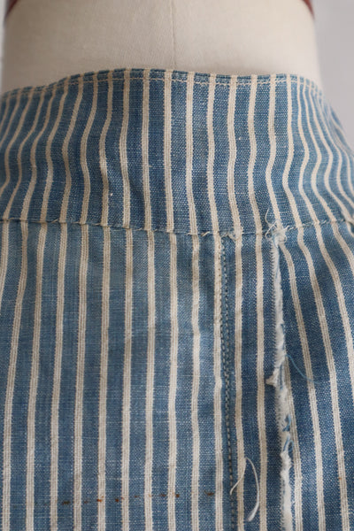 1890s Blue Striped Calico Dress