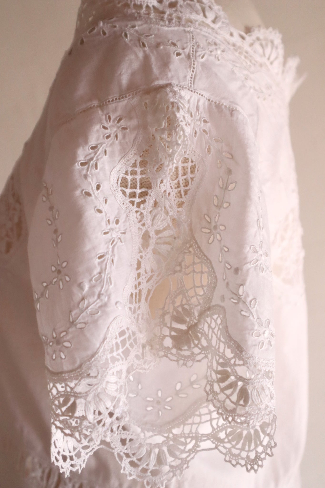 1900s Hand Embroidered Corset Cover with Velenciennes Lace
