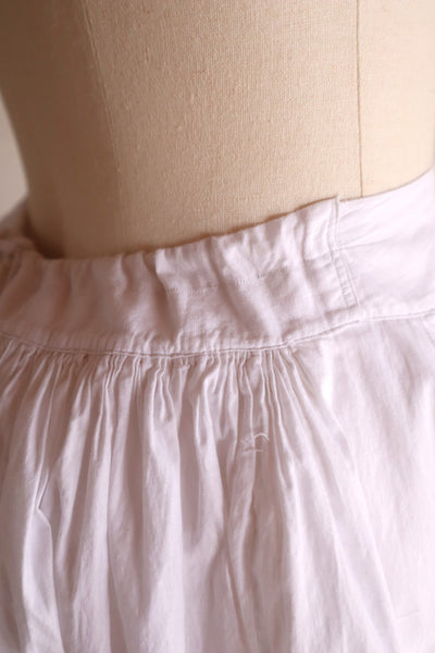 1880s French White Cotton Petticoat Skirt with Hand-Sewn Pintucks