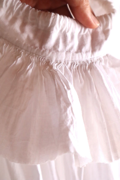 1880s French White Cotton Petticoat Skirt with Hand-Sewn Pintucks