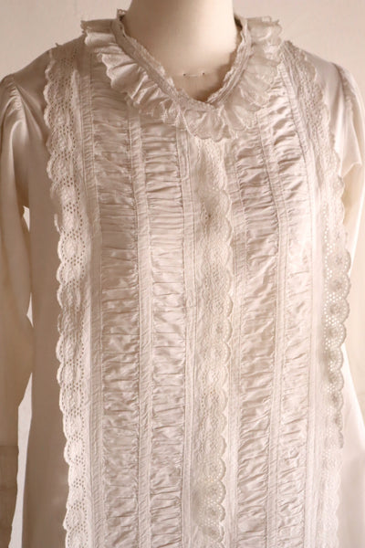 1890s–1900s French Edwardian White Cotton Dress