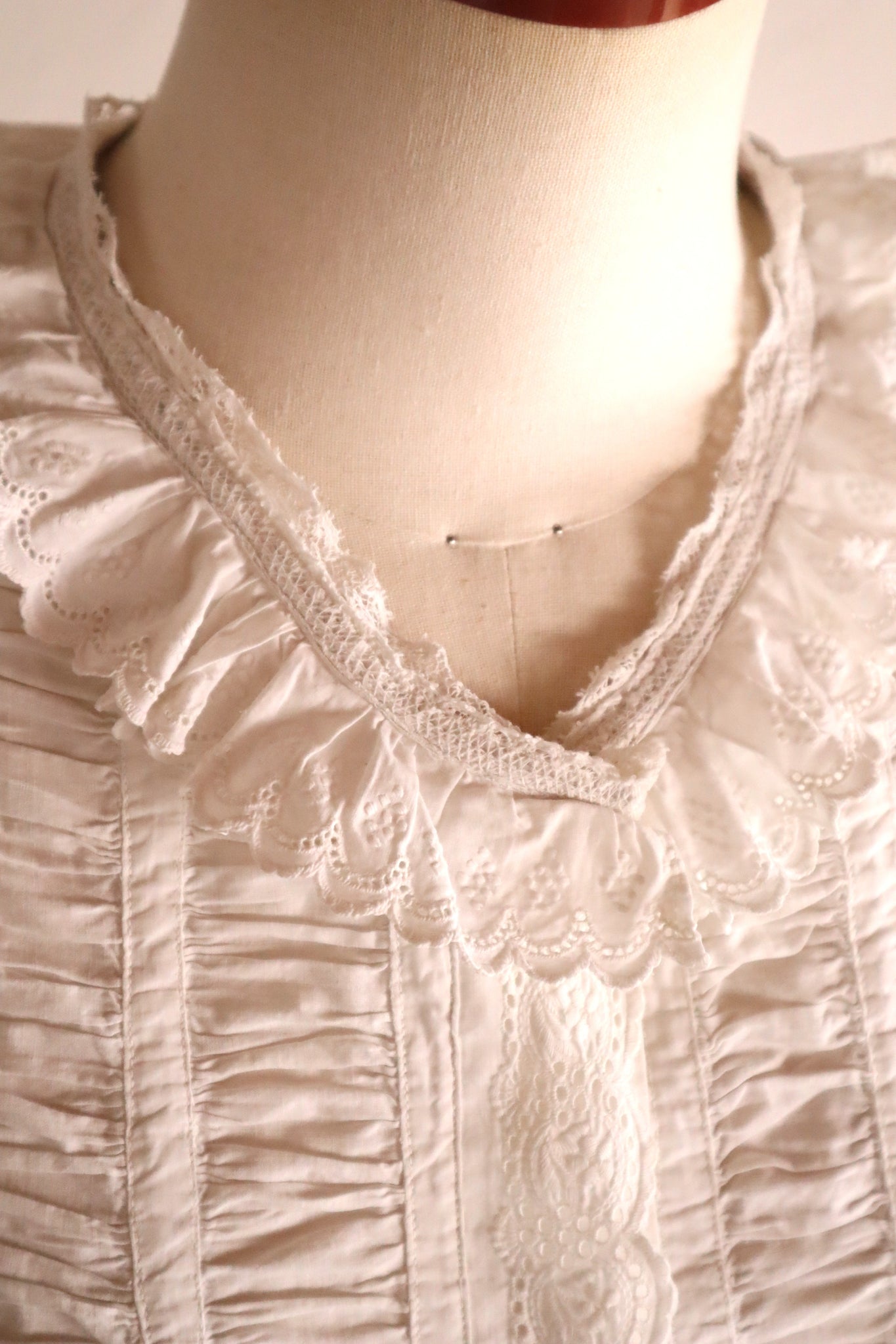 1890s–1900s French Edwardian White Cotton Dress